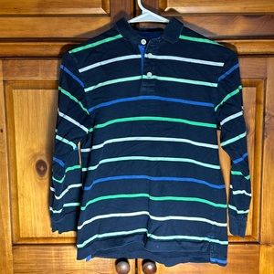 Gap Kids Boys Navy Blue Striped Collared Long Sleeve Soft Shirt